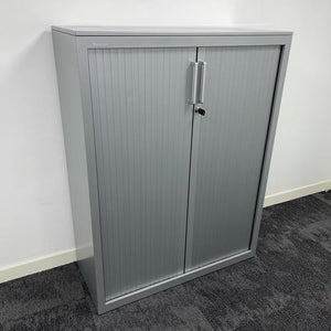 grey used office storage tambour unit