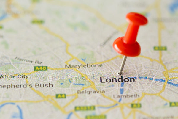 Go to article: map of London with a pin pointing to the center of the city.