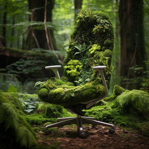 artist impression of used office chairs being a green step to save the planet