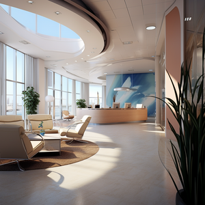 reception furniture with chairs and counters