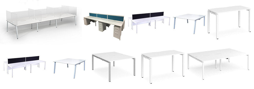 collage of photos of bench desks available to order online