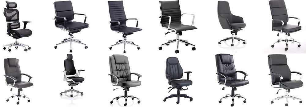 a collage of 12 images of executive office chairs from Kings Office Furniture stocks