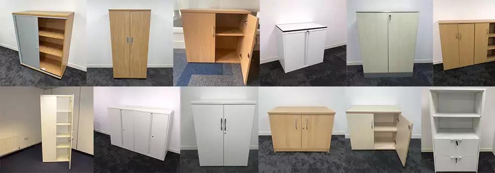 Range of used office cupboards and tambour units
