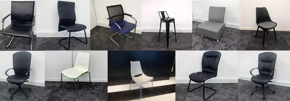 Collection of used reception chairs for office use.