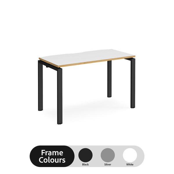 Adapt single desk scallop 600mm depth - White/Oak
