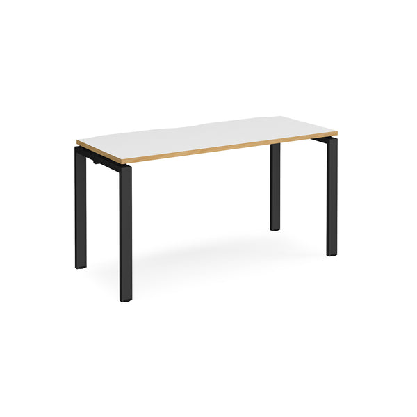 Adapt single desk scallop 600mm depth - White/Oak