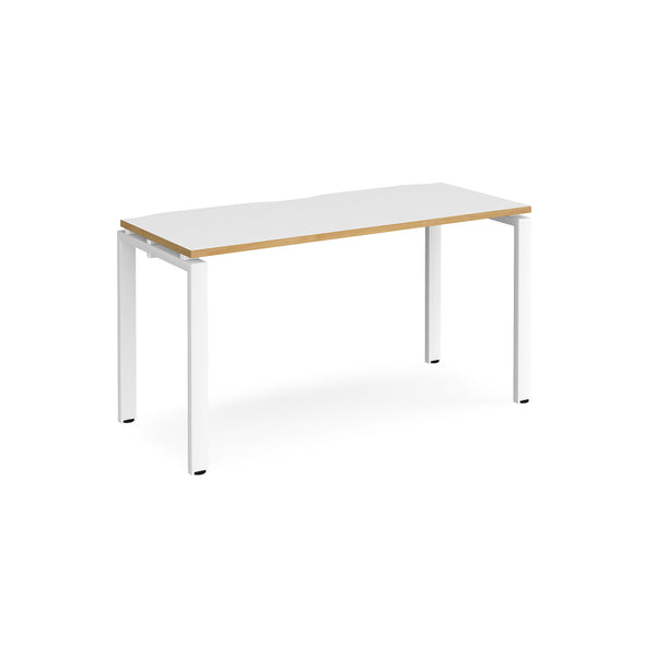 Adapt single desk scallop 600mm depth - White/Oak