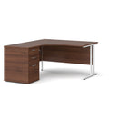 Maestro 25 left hand ergonomic desk with pedestal - Walnut