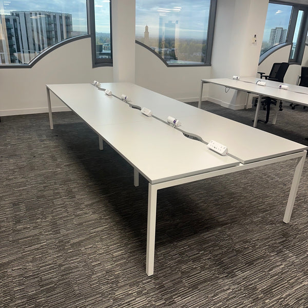 Used Nova Bench Desk with Desktop Power and Cable Trays - Available in Bank of 4,6,8