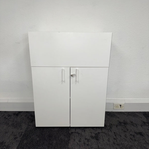 Used White Desk High Cupboard with Planter