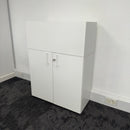 Used White Desk High Cupboard with Planter