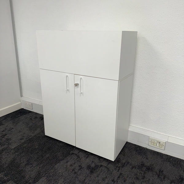 Used White Desk High Cupboard with Planter
