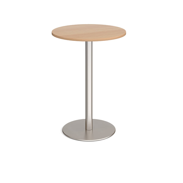Monza circular poseur table with flat round brushed steel base 800mm - made to order