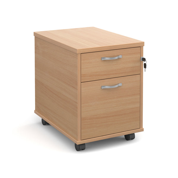 Mobile 2 drawer pedestal with silver handles 600mm deep - 2 or 3 draw