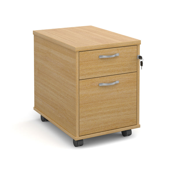 Mobile 2 drawer pedestal with silver handles 600mm deep - 2 or 3 draw