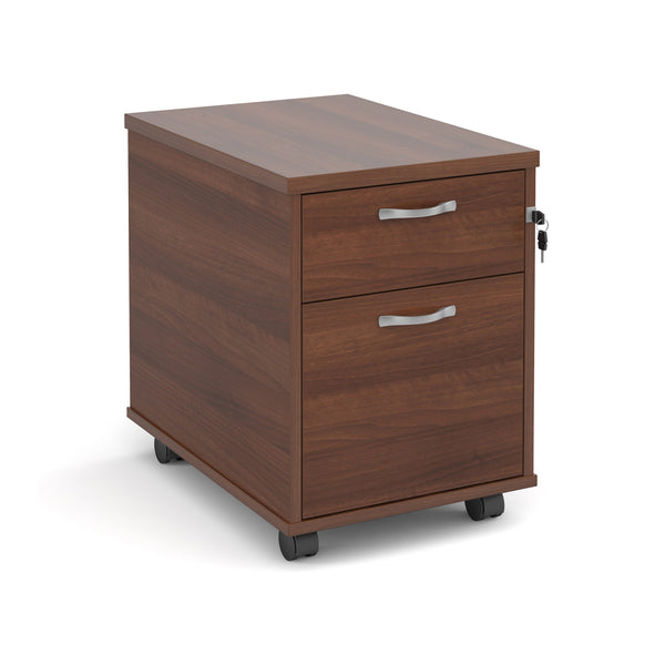 Mobile 2 drawer pedestal with silver handles 600mm deep - 2 or 3 draw