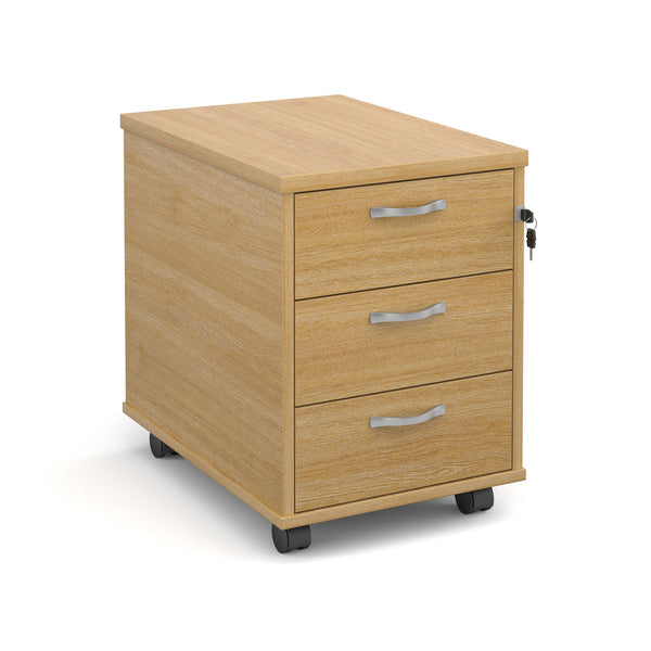 Mobile 2 drawer pedestal with silver handles 600mm deep - 2 or 3 draw