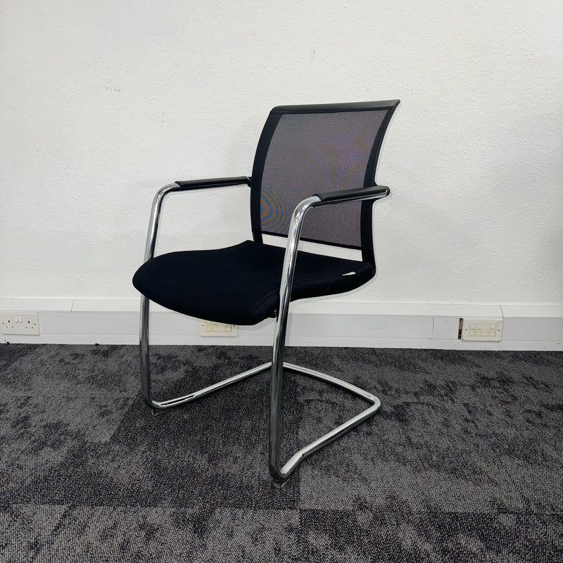 Used Milani Zed Black Mesh Cantilever Meeting Chair