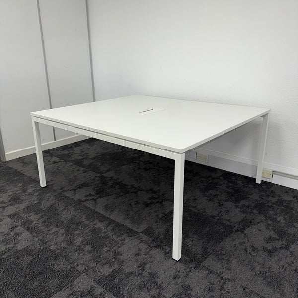 Used White Meeting Table with Central Porthole