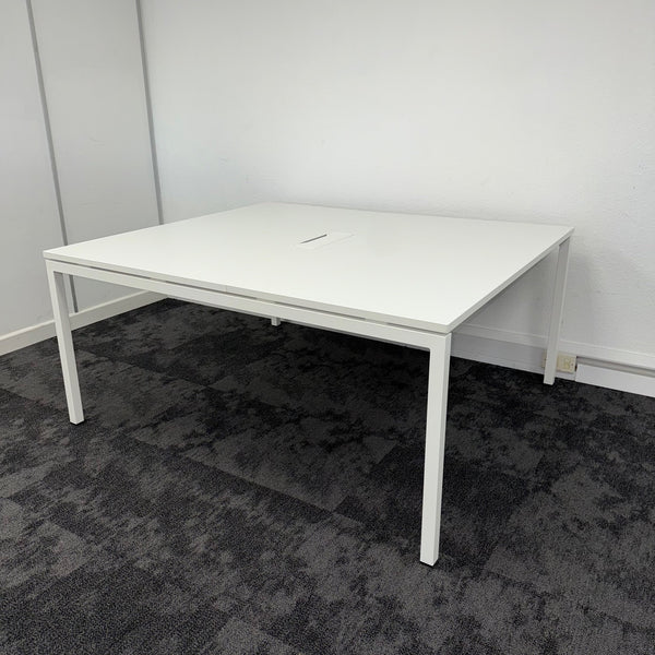 Used White Meeting Table with Central Porthole