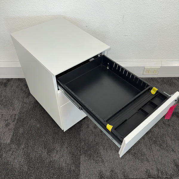 New White Steel 3 Draw Mobile Pedestal