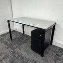 Used Single Bench Desk with Cable Tray and 3 Draw Pedestal
