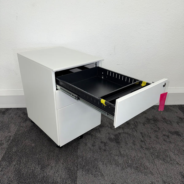 New White Steel 3 Draw Mobile Pedestal