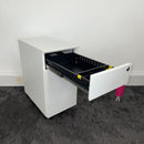 New White Steel Slimline 3 Draw Mobile Pedestal