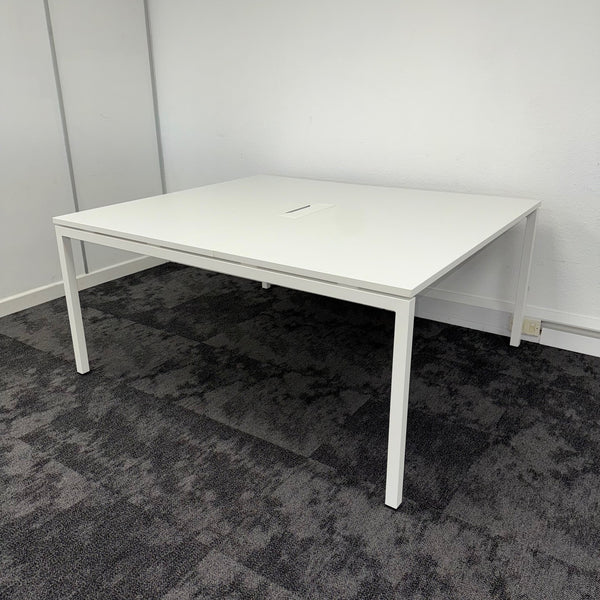 Used White Meeting Table with Central Porthole