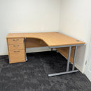 Beech Radial Desk With Desk High Pedestal