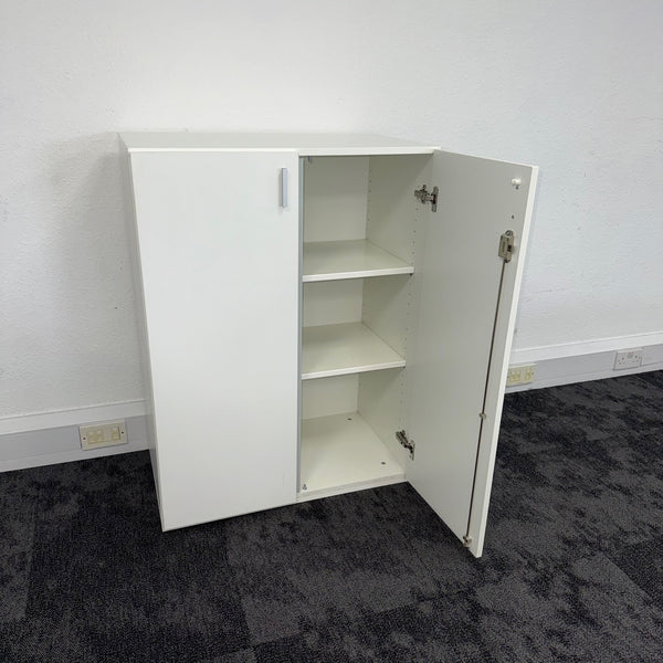 Used White Wooden Cupboard with 2 Shelves