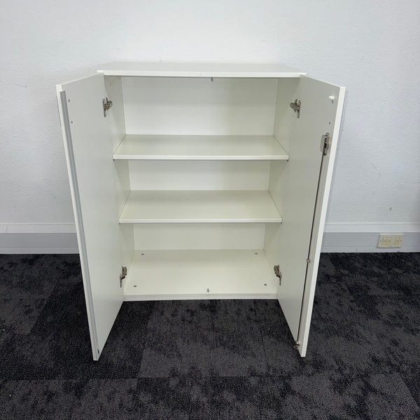 Used White Wooden Cupboard with 2 Shelves
