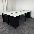 Used Single Bench Desk with Cable Tray and 3 Draw Pedestal