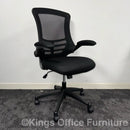 Used Black Mesh Task Chair With Foldaway Arms