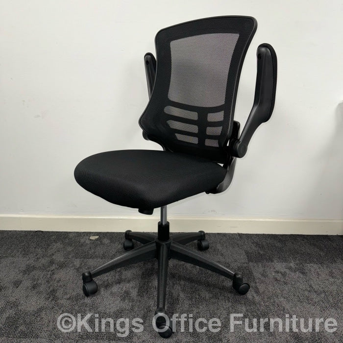 Used Black Mesh Task Chair With Foldaway Arms