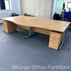 Used Cantilever Wave Desk With 3 Draw Mobile Pedestal