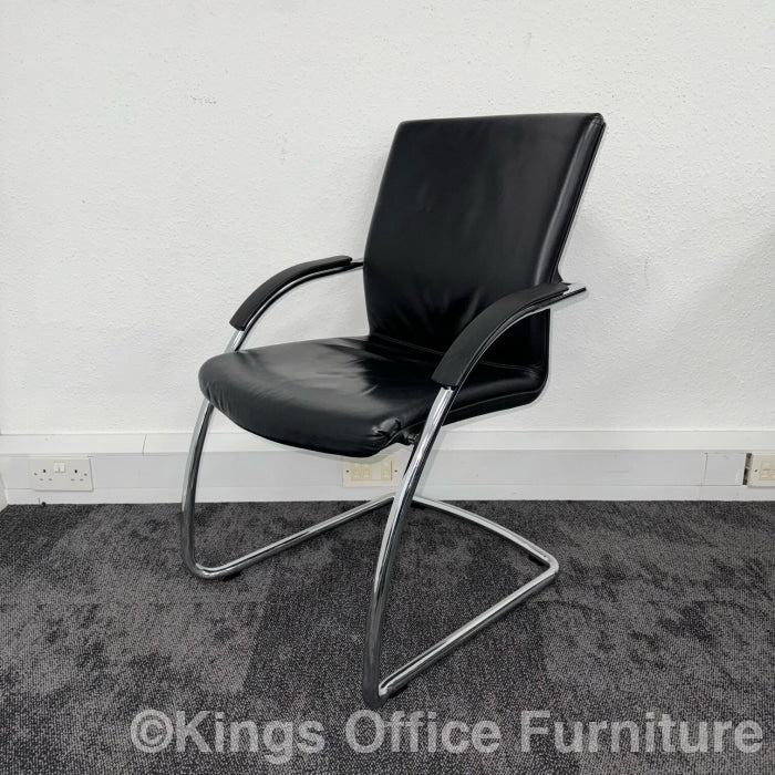 Used Grisberger Black Leather Meeting Chairs