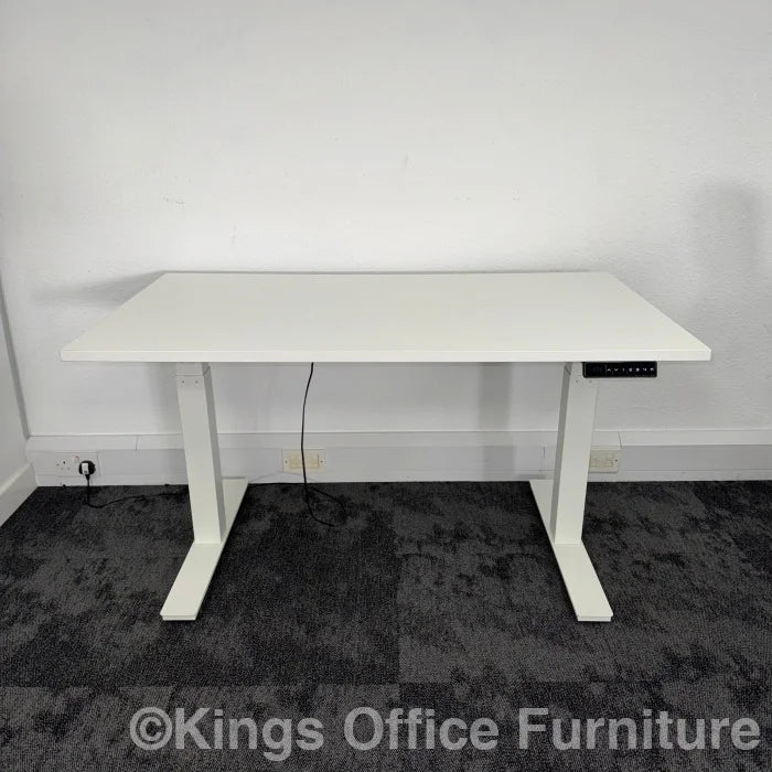 Used White Single Electric Height Adjustable Desk