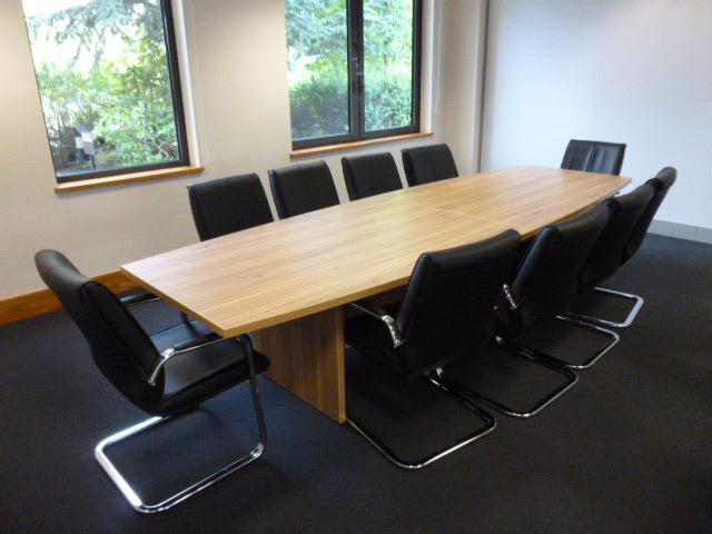 American Walnut Slab Ended Boardroom Table & 10 Chairs