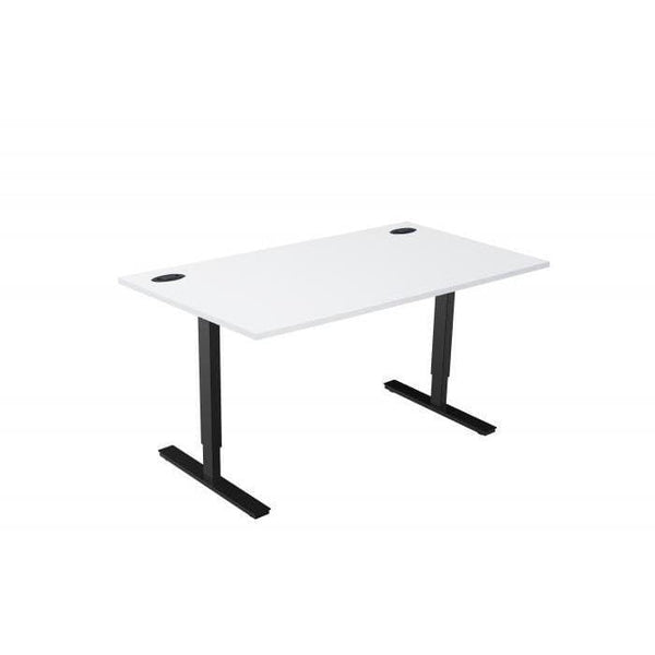 white height adjustable desk