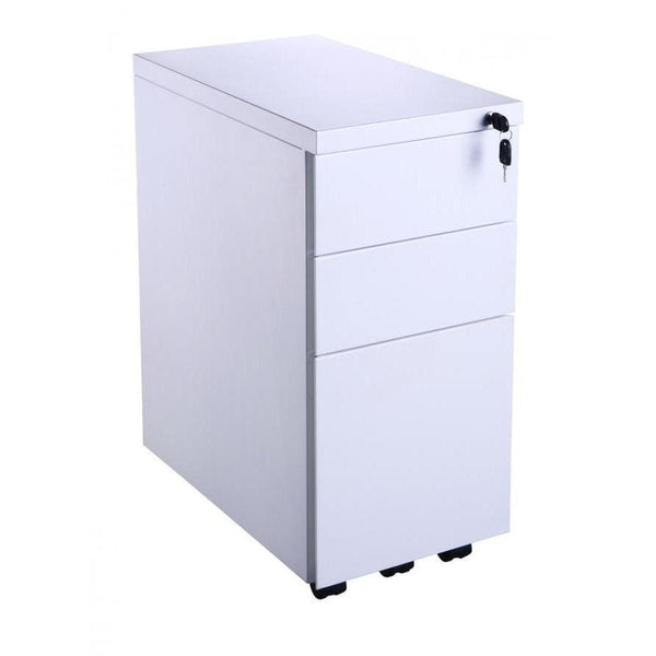 white slimline office pedestals