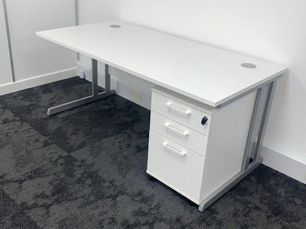 New Modern White Rectangle Desks 1400 x 800