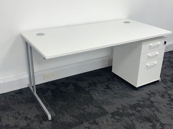New Modern White Rectangle Desks 1400 x 800