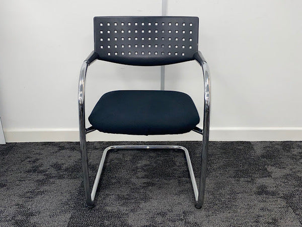 Used Vitra Visavis Black Meeting Chair with Square Holes