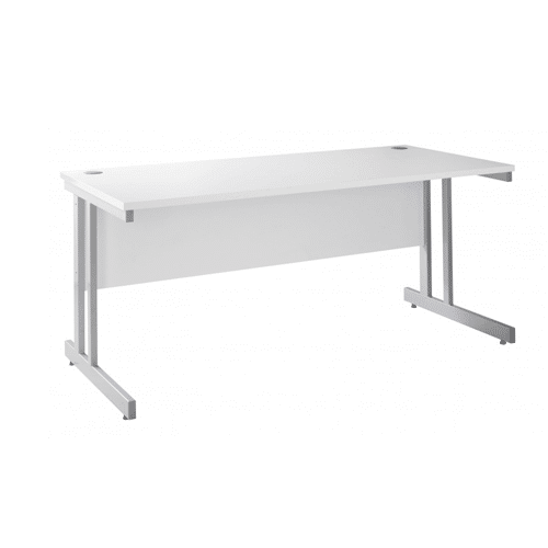 white straight cantilever desk