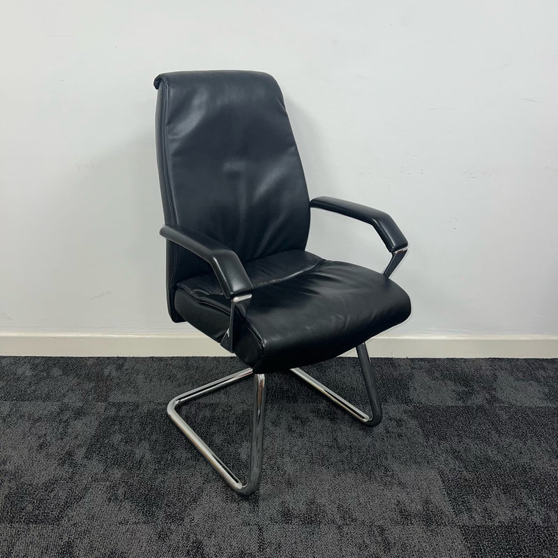 Used Black Faux Leather High Back Meeting Chair