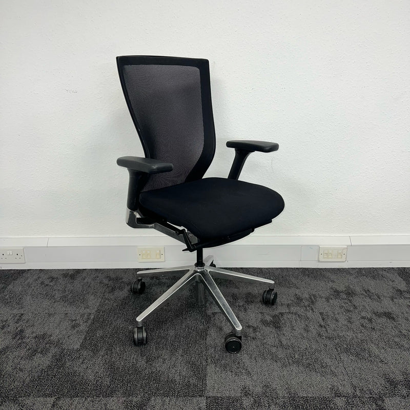 front-right view of second hand office furniture black mesh operator chair
