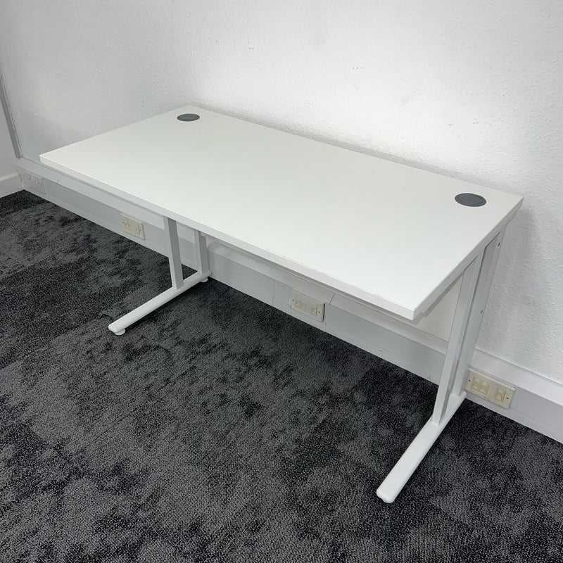 Used White Straight Cantilever Desk