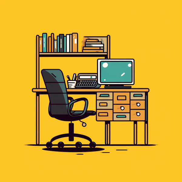 Go to article: cartoonlike image of used office furniture on a yellow background