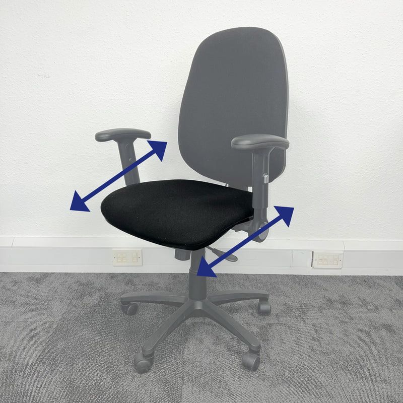 second hand office chair with arrows indicationg presence of seat slide